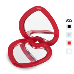 מראת כיס ממותגת במגוון צבעים לנסיעות בצורת לב עם הגדלה 3X