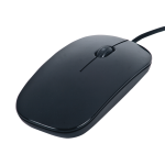 עכבר מחשב אופטי חוטי ממותג בצבע שחור עם חיבור USB