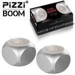 זוג רמקולים אלחוטיים PiZZi Boom בעיצוב עגול, סטריאו Bluetooth 2x5W, כולל אריזת מתנה