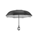 מטרייה ממותגת מתהפכת 24 אינץ' עם ידית אחיזה בצורת C – פתיחה וסגירה ידנית, מתנה שימושית לימי חורף | תג-לי