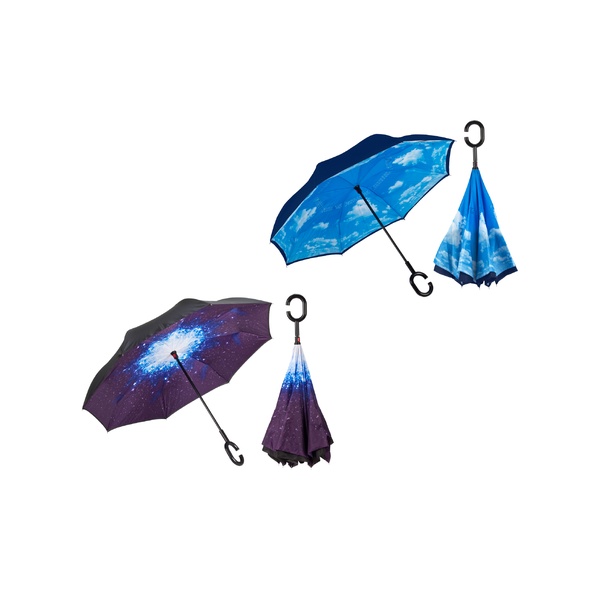 מטריה מתהפכת ממותגת לעסקים – 24 אינץ' – מוט פיברגלס – דגם קוסמוס | תג-לי