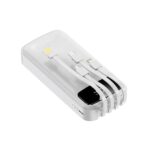 פאוור בנק ממותג 20,000mAh עם 4 כבלים נשלפים מובנים וצג דיגיטלי – מיתוג UV צבע מלא לעסקים