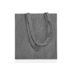 תיק כותנה ממוחזר למיתוג בצבע כחול עם רצועות כתף ארוכות