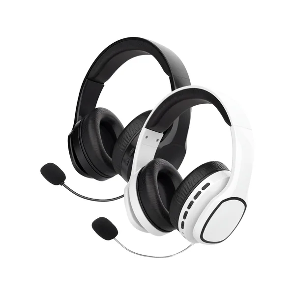 אוזניות קשת Bluetooth ממותגות עם מיקרופון בצבעי שחור ולבן