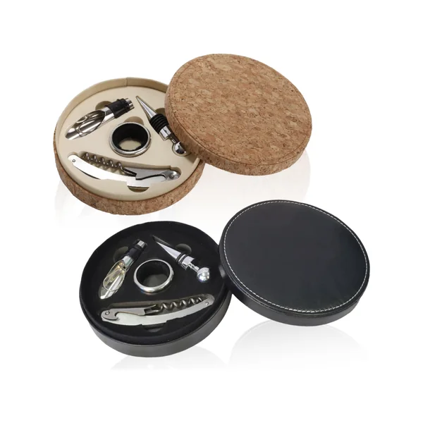 מארז יין ממותג 4 חלקים בצבעי שעם ושחור